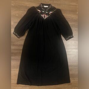 Vintage Vanity Fair House Coat XS Petite Embroidered‎ Pockets 1/2 Zip Velour E29